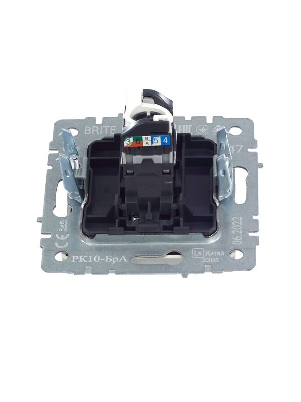 Розетка компьютерная СП RJ45 кат.5E BRITE РК10-БрА механизм алюм. IEK BR-K10-1-K47