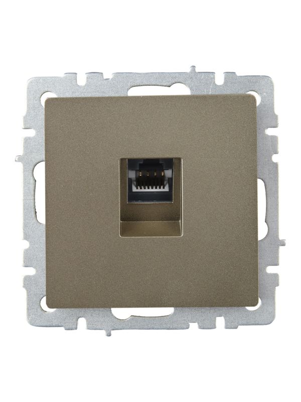 Розетка компьютерная СП RJ45 кат.6 BRITE РК11-БрШ механизм шампань IEK BR-K10-2-K37