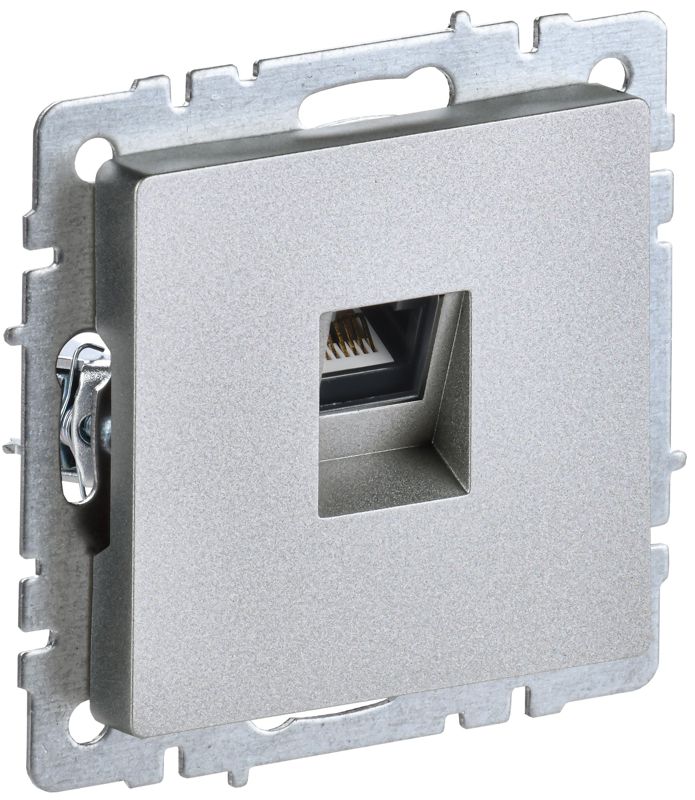 Розетка компьютерная СП RJ45 кат.6 BRITE РК11-БрА механизм алюм. IEK BR-K10-2-K47