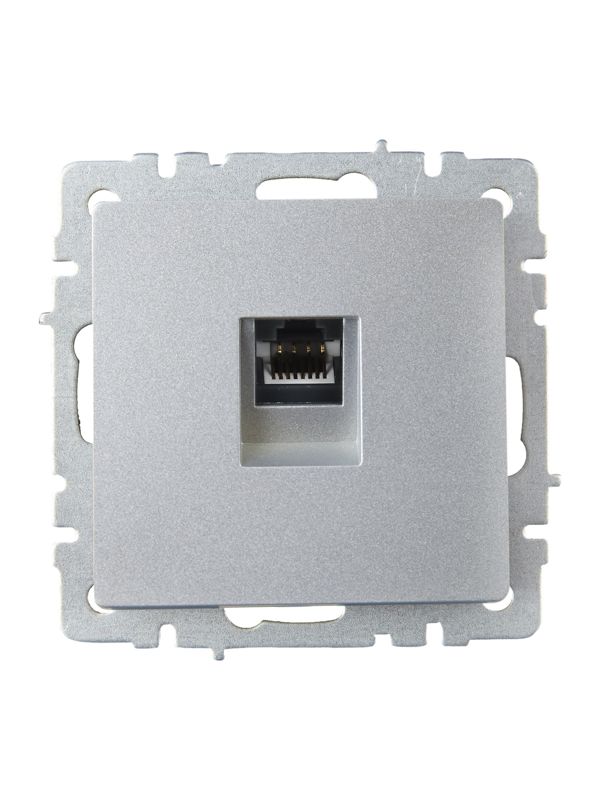 Розетка компьютерная СП RJ45 кат.6 BRITE РК11-БрА механизм алюм. IEK BR-K10-2-K47