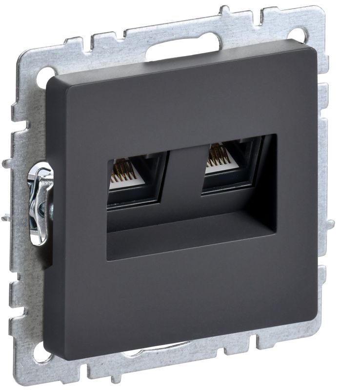 Розетка компьютерная 2-м СП BRITE RJ45 кат.5E РК10-2-БрГ механизм графит IEK BR-K20-1-K53
