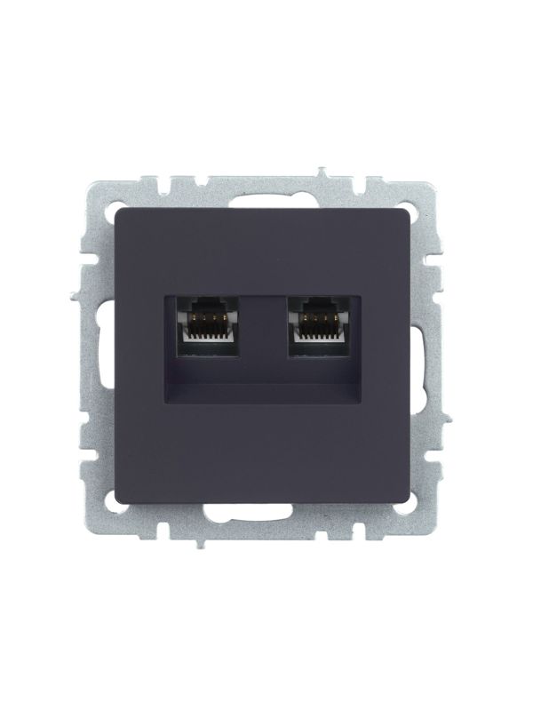 Розетка компьютерная 2-м СП BRITE RJ45 кат.5E РК10-2-БрГ механизм графит IEK BR-K20-1-K53
