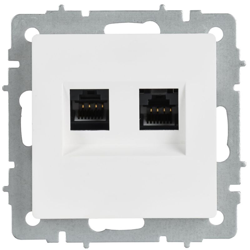 Розетка компьютерная 2-м СП BRITE РК10-2-БрАБ RJ45 кат.5E механизм арктич. бел. IEK BR-K20-1-K91