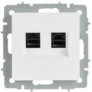 Розетка компьютерная 2-м СП BRITE РК10-2-БрАБ RJ45 кат.5E механизм арктич. бел. IEK BR-K20-1-K91