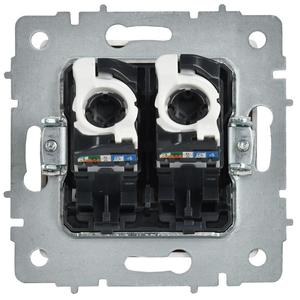 Розетка компьютерная 2-м СП BRITE РК10-2-БрАБ RJ45 кат.5E механизм арктич. бел. IEK BR-K20-1-K91