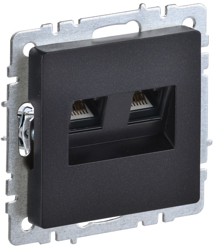 Розетка компьютерная двойн. СП RJ45 кат.6 BRITE РК11-2-БрЧ механизм черн. IEK BR-K20-2-K02