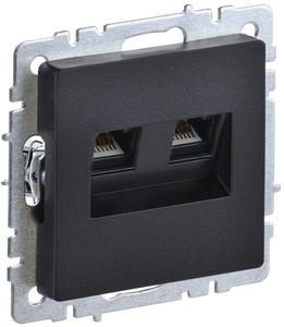 Розетка компьютерная двойн. СП RJ45 кат.6 BRITE РК11-2-БрЧ механизм черн. IEK BR-K20-2-K02