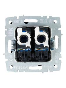 Розетка компьютерная двойн. СП RJ45 кат.6 BRITE РК11-2-БрЧ механизм черн. IEK BR-K20-2-K02
