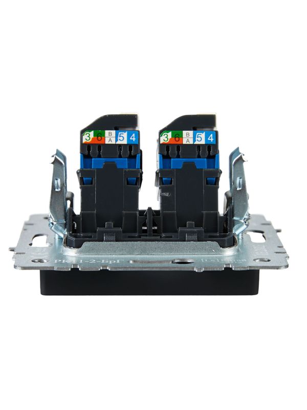 Розетка компьютерная двойн. СП RJ45 кат.6 BRITE РК11-2-БрЧ механизм черн. IEK BR-K20-2-K02