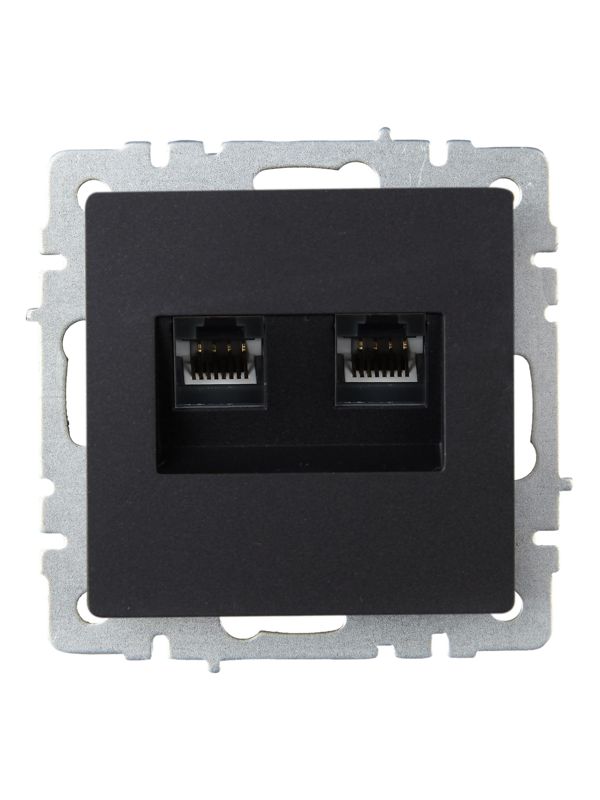 Розетка компьютерная двойн. СП RJ45 кат.6 BRITE РК11-2-БрЧ механизм черн. IEK BR-K20-2-K02