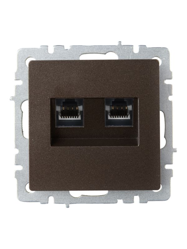 Розетка компьютерная двойн. СП RJ45 кат.6 BRITE РК11-2-БрТБ механизм бронза IEK BR-K20-2-K45