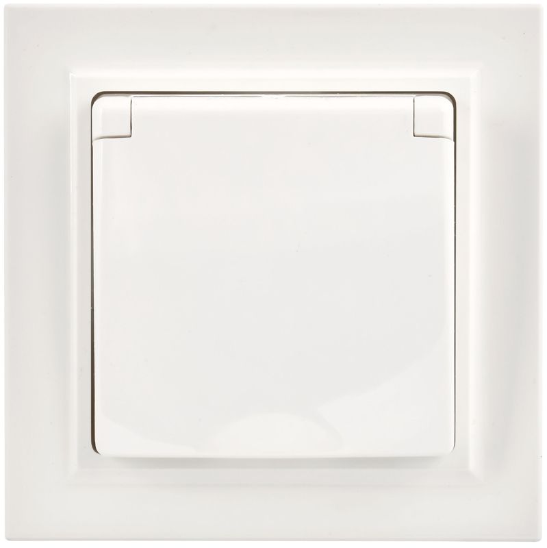 Розетка с крышкой Brite 16А IP44 РСбш10-3-44-БрБ механизм бел. в сб. IEK BR-R16-16-44-K01-F-PRO
