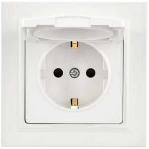 Розетка с крышкой Brite 16А IP44 РСбш10-3-44-БрБ механизм бел. в сб. IEK BR-R16-16-44-K01-F-PRO