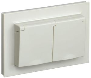 Розетка 2-м СП BRITE РСбш12-3-44-БрКр 16А в сборе IP44 с крышкой беж. IEK BR-R26-16-44-K10-F