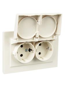Розетка 2-м СП BRITE РСбш12-3-44-БрКр 16А в сборе IP44 с крышкой беж. IEK BR-R26-16-44-K10-F