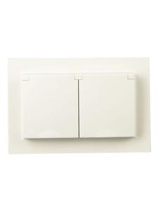 Розетка 2-м СП BRITE РСбш12-3-44-БрКр 16А в сборе IP44 с крышкой беж. IEK BR-R26-16-44-K10-F