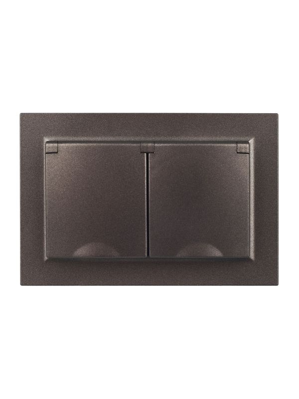 Розетка 2-м СП BRITE 16А в сборе IP44 с крышкой бронза IEK BR-R26-16-44-K45-F