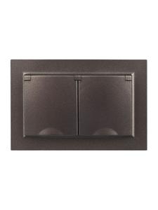 Розетка 2-м СП BRITE 16А в сборе IP44 с крышкой бронза IEK BR-R26-16-44-K45-F