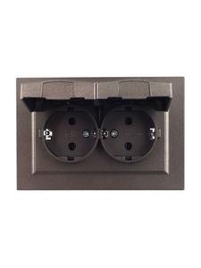 Розетка 2-м СП BRITE 16А в сборе IP44 с крышкой бронза IEK BR-R26-16-44-K45-F