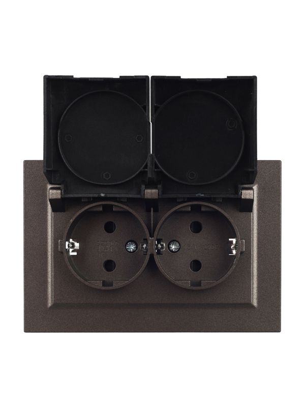 Розетка 2-м СП BRITE 16А в сборе IP44 с крышкой бронза IEK BR-R26-16-44-K45-F