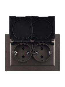 Розетка 2-м СП BRITE 16А в сборе IP44 с крышкой бронза IEK BR-R26-16-44-K45-F