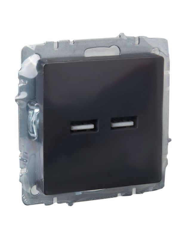 Розетка BRITE USB A+A 3.1А РЮ10-1-БрГ механизм графит IEK BR-U21-D31-K53