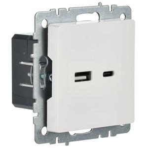 Розетка BRITE USB A+C 18Вт РЮ11-1-БрБ механизм бел. IEK BR-U22-018-K01