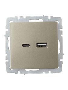 Розетка BRITE USB A+C 18Вт РЮ11-1-БрШ механизм шампань IEK BR-U22-018-K37