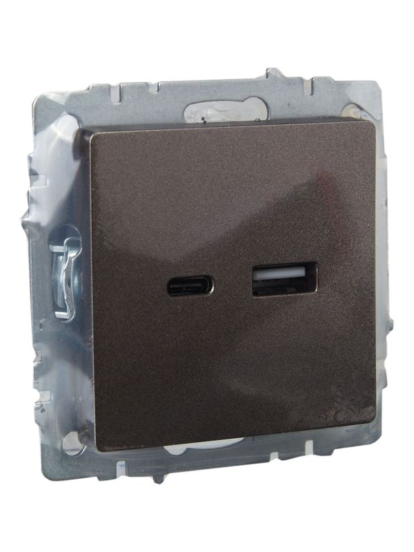 Розетка BRITE USB A+C 18Вт РЮ11-1-БрТБ механизм бронза IEK BR-U22-018-K45