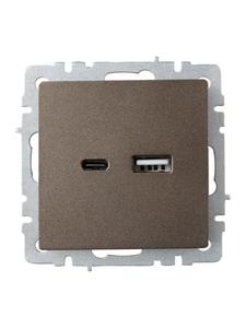 Розетка BRITE USB A+C 18Вт РЮ11-1-БрТБ механизм бронза IEK BR-U22-018-K45