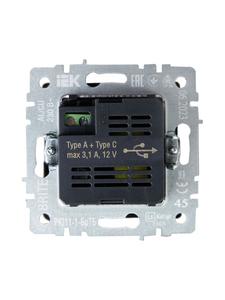 Розетка BRITE USB A+C 18Вт РЮ11-1-БрТБ механизм бронза IEK BR-U22-018-K45