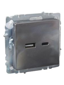 Розетка BRITE USB A+C 18Вт РЮ11-1-БрС механизм сталь IEK BR-U22-018-K46
