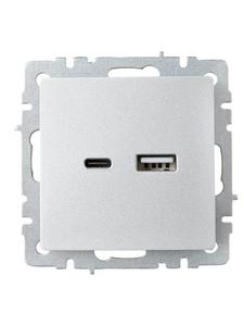 Розетка BRITE USB A+C 18Вт РЮ11-1-БрА механизм алюм. IEK BR-U22-018-K47