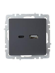 Розетка BRITE USB A+C 18Вт РЮ11-1-БрГ механизм графит IEK BR-U22-018-K53