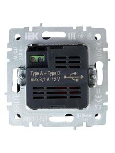 Розетка BRITE USB A+C 18Вт РЮ11-1-БрГ механизм графит IEK BR-U22-018-K53