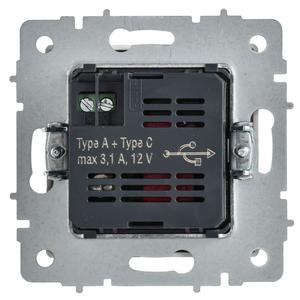 Розетка BRITE РЮ11-1-БрАБ 18Вт USB A+C механизм арктич. бел. IEK BR-U22-018-K91