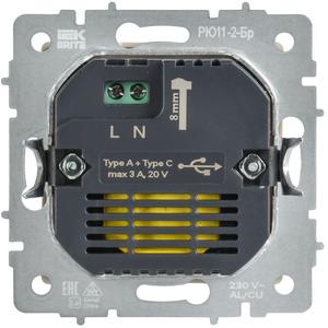 Розетка СП BRITE РЮ11-2-БрБ USB A+C 45Вт высокоскор. заряд. бел. IEK BR-U22-045-K01