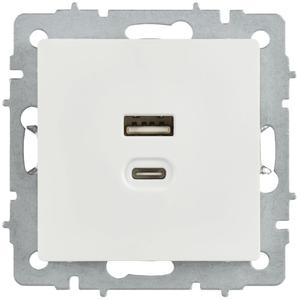 Розетка СП BRITE РЮ11-2-БрБ USB A+C 45Вт высокоскор. заряд. бел. IEK BR-U22-045-K01
