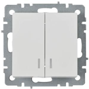 Выключатель 2-кл. СП BRITE ВС10-2-1-БрБ 10А с индик. механизм бел. IEK BR-V20-1-10-K01