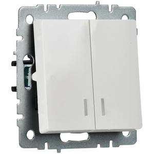 Выключатель 2-кл. СП BRITE ВС10-2-1-БрБ 10А с индик. механизм бел. IEK BR-V20-1-10-K01