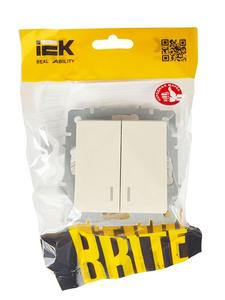Выключатель 2-кл. СП BRITE ВС10-2-1-БрКр 10А с индик. механизм беж. IEK BR-V20-1-10-K10