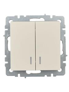 Выключатель 2-кл. СП BRITE ВС10-2-1-БрКр 10А с индик. механизм беж. IEK BR-V20-1-10-K10
