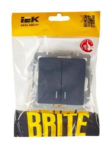 Выключатель 2-кл. СП BRITE ВС10-2-1-БрМ 10А с индик. механизм маренго IEK BR-V20-1-10-K35