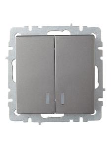 Выключатель 2-кл. СП BRITE ВС10-2-1-БрС 10А с индик. механизм сталь IEK BR-V20-1-10-K46