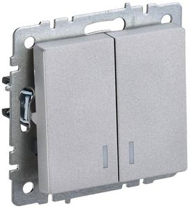 Выключатель 2-кл. СП BRITE ВС10-2-1-БрА 10А с индик. механизм алюм. IEK BR-V20-1-10-K47