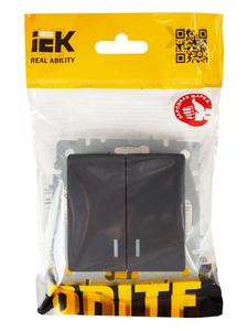 Выключатель 2-кл. СП BRITE ВС10-2-1-БрГ 10А с индик. механизм графит IEK BR-V20-1-10-K53