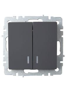 Выключатель 2-кл. СП BRITE ВС10-2-1-БрГ 10А с индик. механизм графит IEK BR-V20-1-10-K53