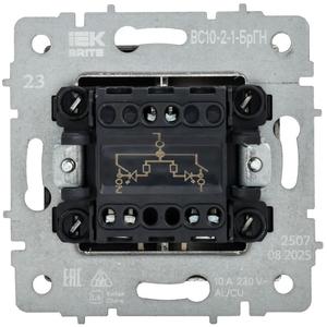 Выключатель 2-кл. 1п 1мод.СП BRITE ВС10-2-1-БрГН 10А IP20 с индикацией механизм метал. хром/никель IEK BR-V20-1-10-M-K23