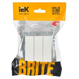 Выключатель 3-кл. СП BRITE ВС10-3-0-БрБ 10А механизм бел. IEK BR-V30-0-10-K01