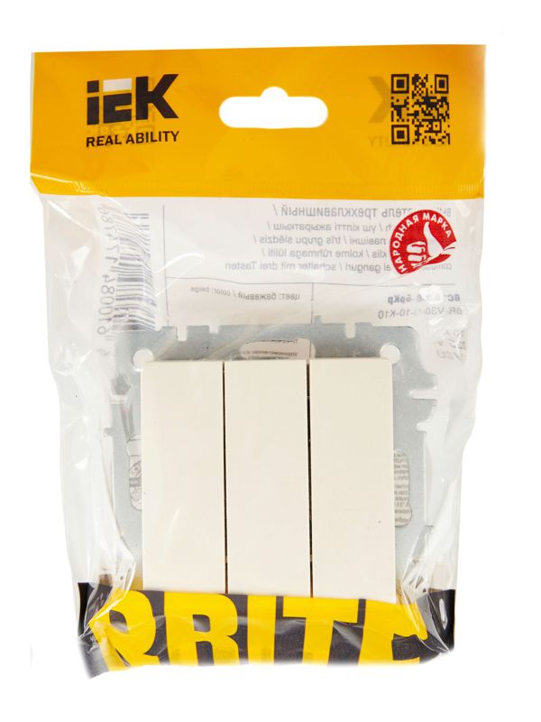 Выключатель 3-кл. СП BRITE ВС10-3-0-БрКр 10А механизм беж. IEK BR-V30-0-10-K10